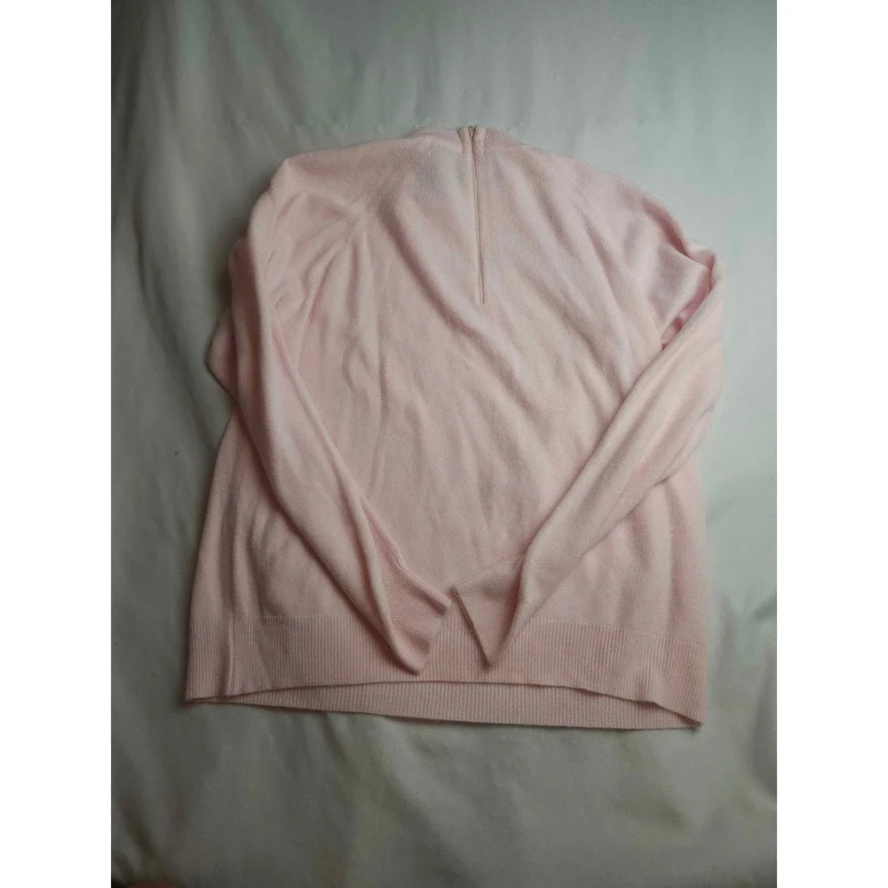 Designers Originals Luxelon Pink Mock Neck Back Zip Raglan Sweater Large Womens